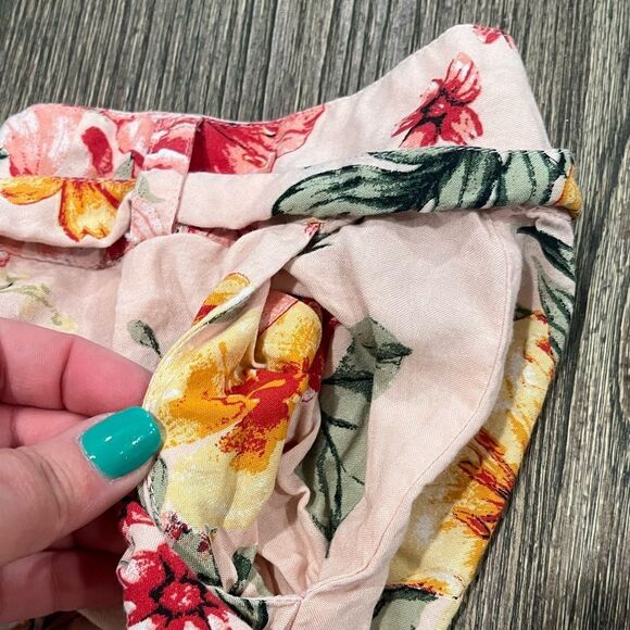 Myra Bag Floral Charm Shorts High Rise Tie Belt Rayon Pockets Pink Multi Size M - Picture 3 of 5